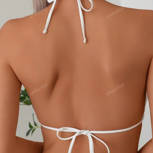 Brand New White Textured Bikini with Ceramic Starfish on each hip (white & gold) - Picture 5 of 10